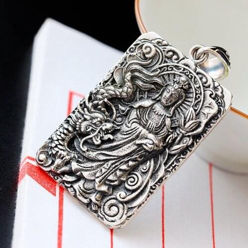 Silver Wholesale Handmade Retro Thai Silver Pendant Men And Women Buddhist S925 Sterling Silver Pendant Fashion Vintage Style