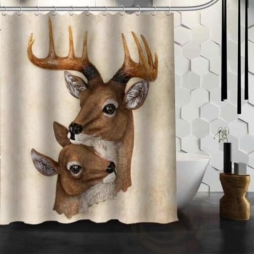 ShunQian Best Nice Custom Deer Head Shower Curtain Bath Curtain Shower Waterproof Fabric For Bathroom MORE SIZE WJY&55