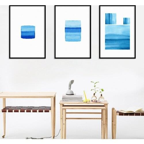 Nordic MinimalistFresh Blue Box Block Canvas Ins-Style Home Decorative Painting Home Decor Living Room Wall Canvas Oil Painting
