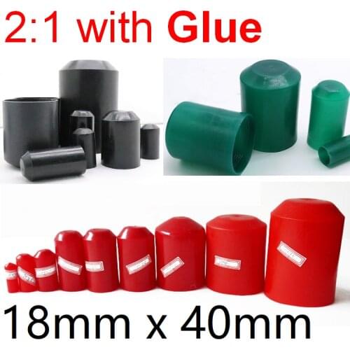 Heat Shrink End Seal Cap Dia 18mm x 40mm Length Cable Sleeve Adhesive Glue Lined Insulate Wrap Wire Protect Cover Bottom 35KV