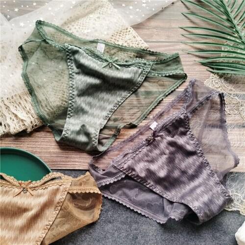 European Style Ice Panties Womens Underwear Sexy Lace Panties Low Waist Seamless Briefs Fashion Diamond Comfort Underpants