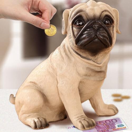 Unique 3D Dog Resin Piggy Bank Creative Pug dog Money Boxes Home Decoration
