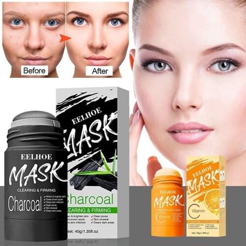 Vitamin C Charcoal Detox Stick Deep Cleansing Solid Mask Pores Purifying Clay Green Mask Stick Whitening Deep Cleansing Mud