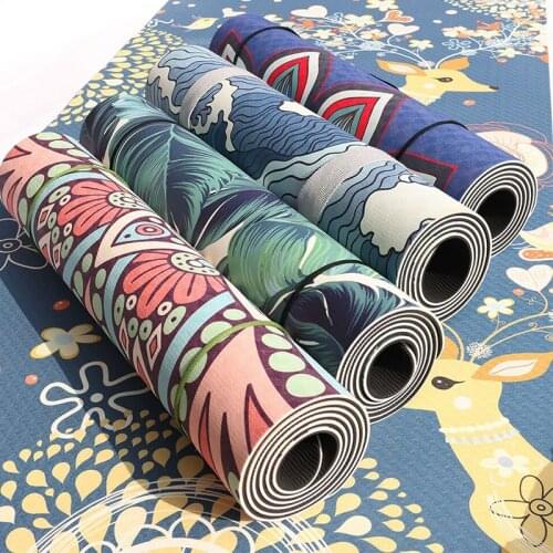 High Quality 1830x610mm 6mm Thickness TPE Printed Yoga Mat Beauty of Yoga Cushion