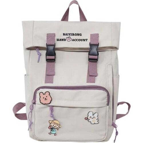 Large Capacity Nylon Waterproof Nylon Bag Women Laptop Backpack with Badges School Bags For Teenage Girl 2020 new England style