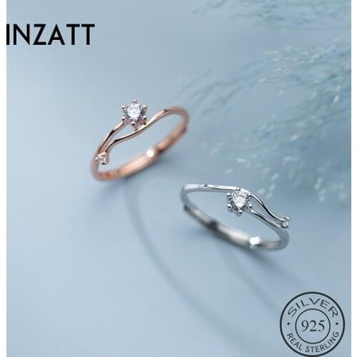 INZATT Real 925 Sterling Silver Pearl Zircon Adjustable Ring For Fashion Women Minimalist Fine Jewelry Bohemian Accessories