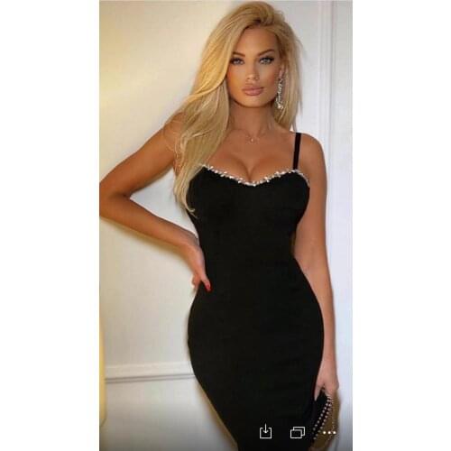 Women Spring Fashion Sexy Sleeveless Crystal Diamonds Black Bodycon Corset Bandage Dress 2021 Elegant Evening Party Dress