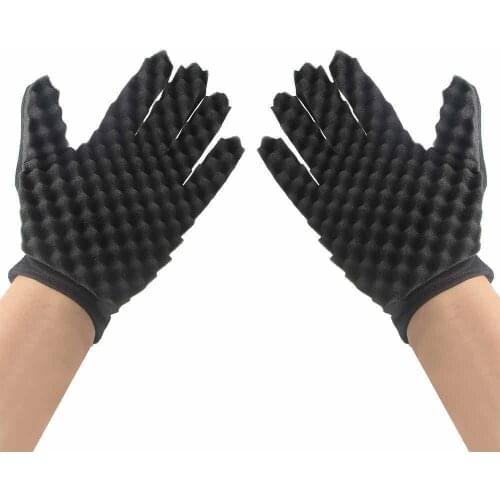 1 Pairs Magic Hair Sponge Black Gloves Twist Curl Coil Magic Tool 2018 New Gloves Mittens For Home Hair Tools
