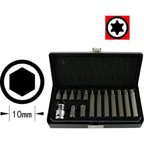 10mm Hex Heavy Duty Impact precision screwdriver For Loosen Screws Torx Screwdriver Bit Set + 1/2" Drive Socket Adapter