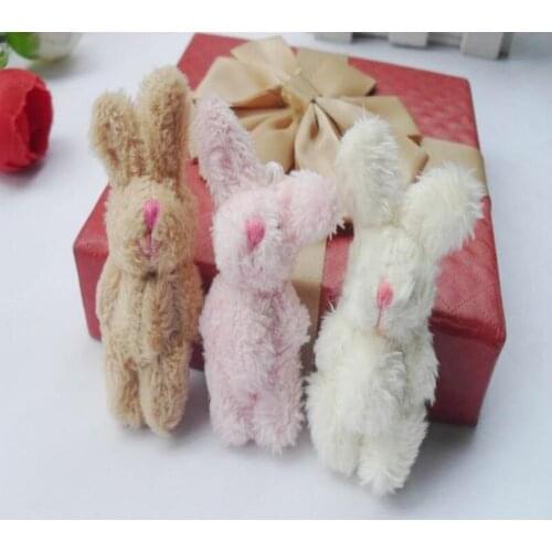10 Pc/set Cute 4.5cm Soft Mini Joint Rabbit Pendant Stuffed Plush Bunny for Key Chain Bouquet Toys Doll DIY Ornaments Gifts