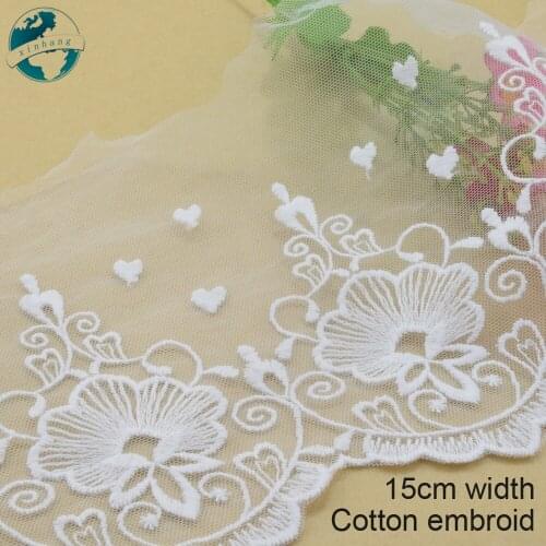 3yards 15cm Cotton embroid lace sewing ribbon guipure lace african lace fabric trim warp knitting DIY Garment Accessories#3092