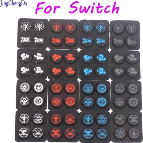 4PCS=1SET Silicone Joystick Cap For Nintend Switch NS Rocker One Piece Crown Thumb Grip Button Caps Cover Skin Blue White Color
