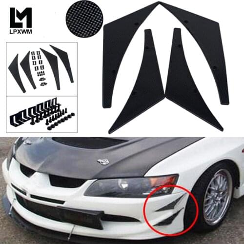 4pcs/set Universal Car Canards Front Bumper Lip Splitter Diffuser Fins Body Valence Chin Wing Widebody Tunning Canard Spoiler