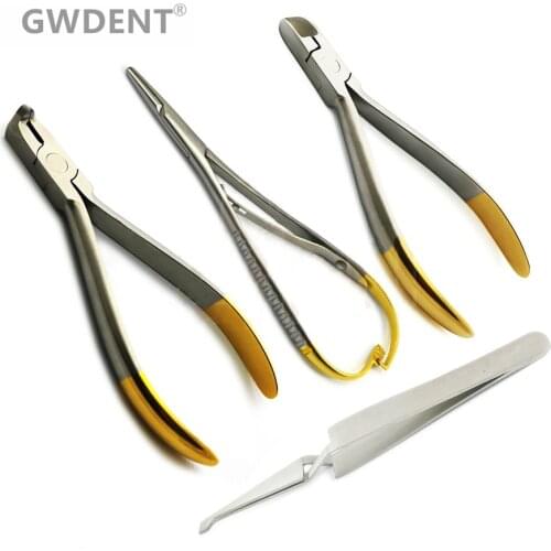 4Pcs/lot Orthodontic Distal TC Hard Wire Cutter Mathieu Needle Holder TC Bracket Tweezers