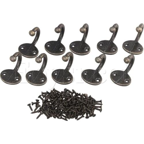 10pcs Zinc Alloy Antique Bronze Wall Mounted Single Hook Hangers C109