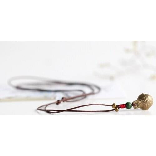 Antique Simple Small Bell Necklace Hand Knitting Fashion Sweater Rope Chain Special Jewelry for Couple Lover Gift