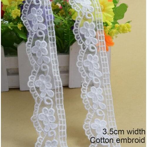 3.8cm white lace cotton embroidery lace french lace ribbon fabric guipure diy trims warp knitting sewing Accessories#2886