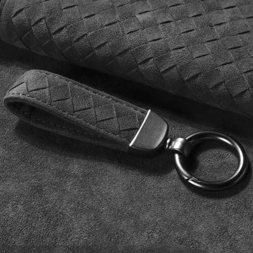 High-Grade Suede Leather Car Key Chain Luxury Key Rings Holder Buckle Alcantara Bag Pendant Charms Best Gift for Husband Couple