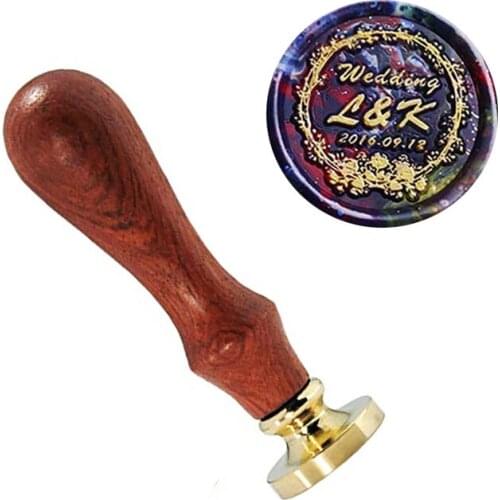 Custom Two Letters Wreath Decorative Flowers Wax Seal Stamp Gift Packing Greeting Card Love Letter Party Invitation