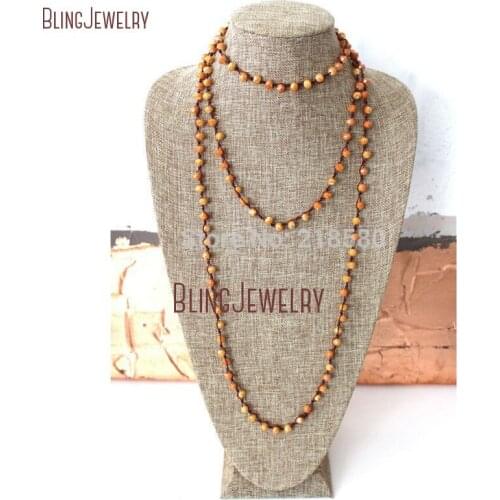 Boho chic Knot Beads Necklace Knot Crystal Beads Layering Long Necklace NM23837
