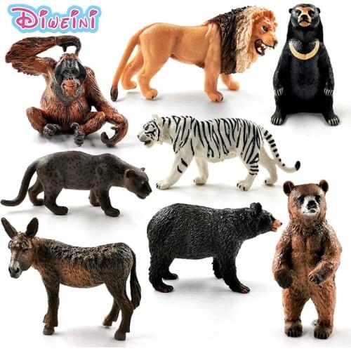 New Bear Donkey Chimpanzee Lion Tiger Leopard Simulation animal model action figure Educational Gift Kids toys for children