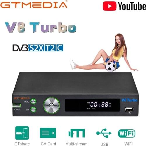 GTmedia V8 Turbo 👍 Satellite TV Receiver DVB S2X T2 Cable TV Decoder HD1080P M3U Support Europe spain Italy CA Card PK V8 PRO 2