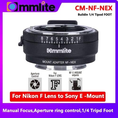 Commlite CM-NF-NEX Manual Focus Lens Mount Adapter Ring for Nikon G,F,A,I,S,D Lens to use for Sony NEX E Mount Cameras