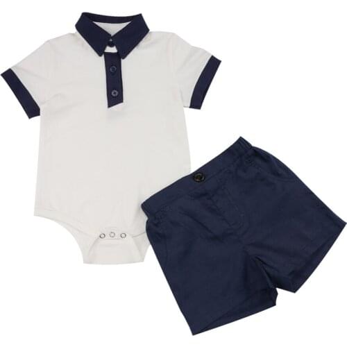 Ircomll 2PCS Baby Boys clothes set Cotton Turndown Collar Jumpsuit + Short Bodysuit for Newborns Childrens Clothing Boys Costum