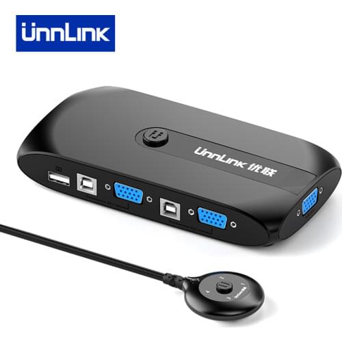 Unnlink 4X1 VGA KVM Switch 1080P Switcher Converter 4 Computer Laptor Share 1 Monitor 4 USB 2.0 for Mouse Keyboard Printer