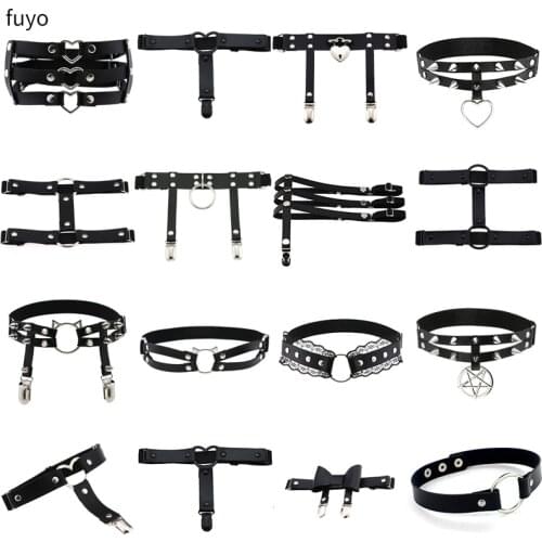 Pu Leather Pentagram Belt Female Heart Punk Lock Gothic Clothes Body Harness Tight Lingerie Woman Bondage Belts Accessories