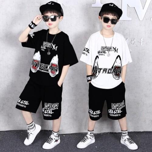 Boys Girls Summer Clothing Sports Suit 2020 Short-sleeved Outfits Childrens Hip hop Dance Wear Tracksuit For 6 8 10 12 14 Years
