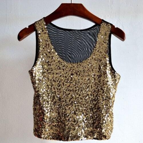 Regata Feminina New Tank Top Womens Free Shipping 2020 Style Solid Color Sequined Vest Wild Slim Shirt