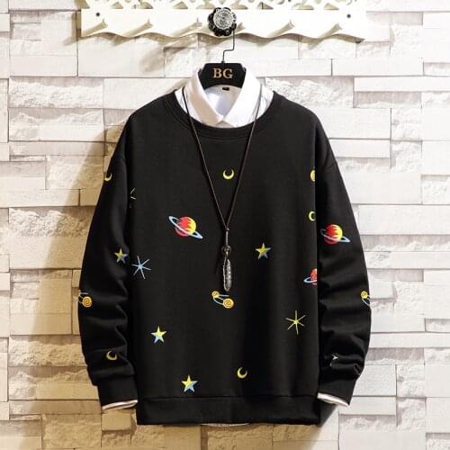 Fashion Brand Black White Print Hoodies 2021 Spring Autumn Hip Hop Loose Casual Mens Sweatshirts Punk Streetwear Clothes