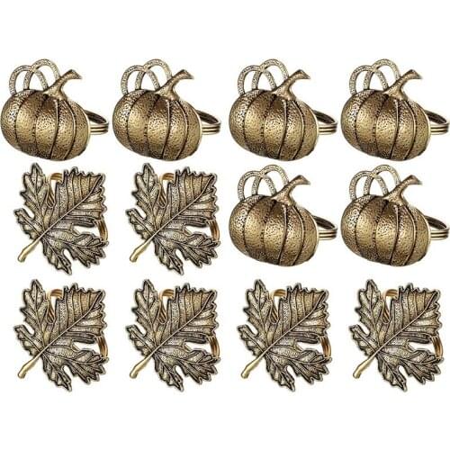 12 Pieces Napkin Ring Set Leaf Napkin Rings Halloween Pumpkin Napkin Holders Maple Pumpkin Napkin Ring Kit For Halloween