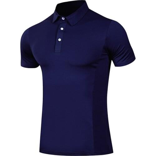 2021Summer New Mens Polo Shirt Short-sleeved Lapel Quick-drying Running Sports Top Stretch Gym Training T-shirt Mens Clothing