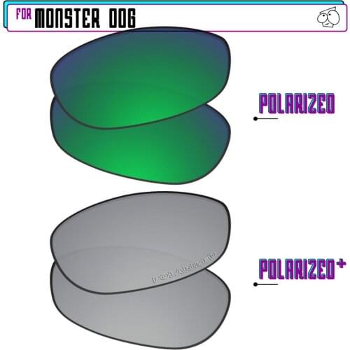 EZReplace Polarized Replacement Lenses for - Oakley Monster Dog Sunglasses - SilverP Plus-Green P