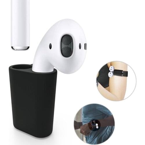 For AirPods Holder, Spessn Portable Exercise Anti-lost For Apple Airpods Watch Band Strap Shock Resistant Silicone Holder -Black