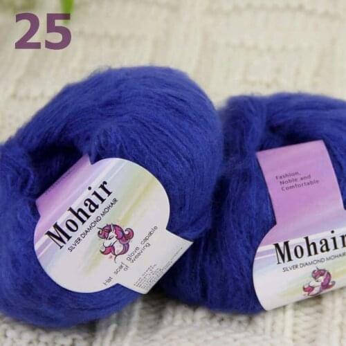 Sale New 2BallsX25g Luxury Soft Mohair Warm Wrap Shawl Hand Kniting Crochet Yarn 291-25 Blue