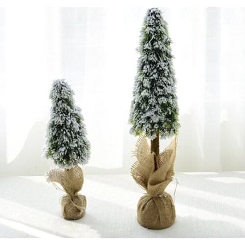 Christmas Simulation Falling Snow Tree Decoration Pine Tree Cedar Desktop Ornaments for Christmas Party Indoor Home Decor