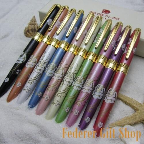 10 PCS LISEUR Flowers 10Color and Gold Clip Fountain pen EF nib gift ink pen