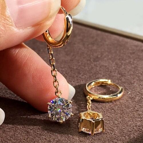 Huitan Luxury Round Cubic Zirconia Hoop Hanging Earrings Women Personality Accessories for Girls Hip Hop Hot Statement Jewelry