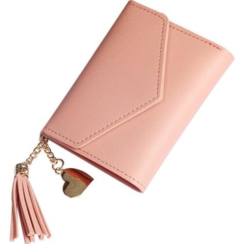 Fashion PU Leather Small Wallet Women Mini Luxury Wallets coin Purses Female Tassel Purses Carteira Short Coin Zipper Money Bag