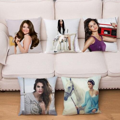 Super Soft Short Plush Super Star Selena Gomez Cushion Cover Pillows Covers 45*45cm Pillow Case for Sofa Sexy Girl Pillowcase