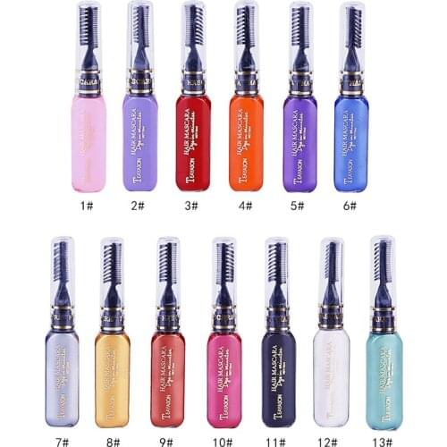 13 Colors Hair Dye Mascara Hair Color Chalk Design Crayons Temporary Pink Grey Purple Blue Black Hair Dye Comb Easy To Use TSLM2
