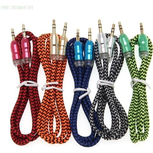 High Efficiency Jack Nylon Braided 3.5mm Audio Cable Aux Cable Male To Male Aux Cord for Iphone Samsung for Speaker 100pcs/lot
