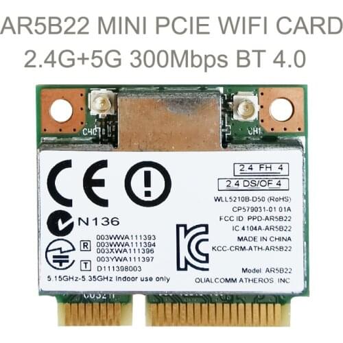 Atheros AR5B22 300Mbps Wireless WLAN Mini Pci-E Wifi Card AR5B22 Adapter Bluetooth-compatible 4.0 802.11a/b/g/n For Laptop