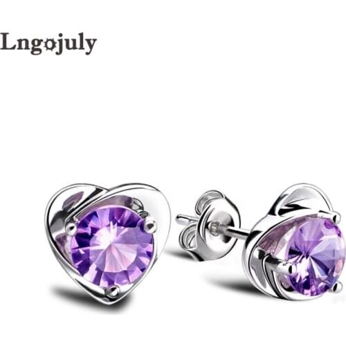 100% 925 Sterling Silver Women Heart StudEarrings For Women Girlfriend Anniversary Party Earring Silver 925 Jewelry Gifts