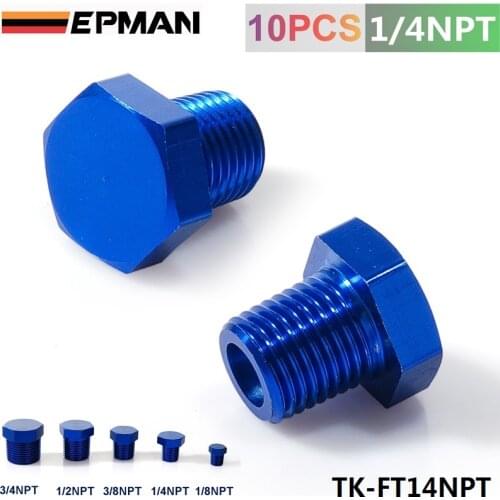 1/4"NPT Aluminum Hex Head Male Port Plug Block Off Fitting Adapter Blue TK-FT14NPT