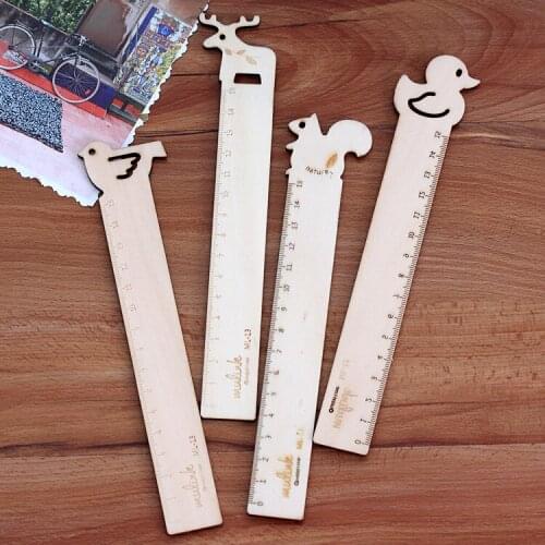 1pcs wholesale Japan and South Korea stationery cute animal head ruler 15CM wooden ruler