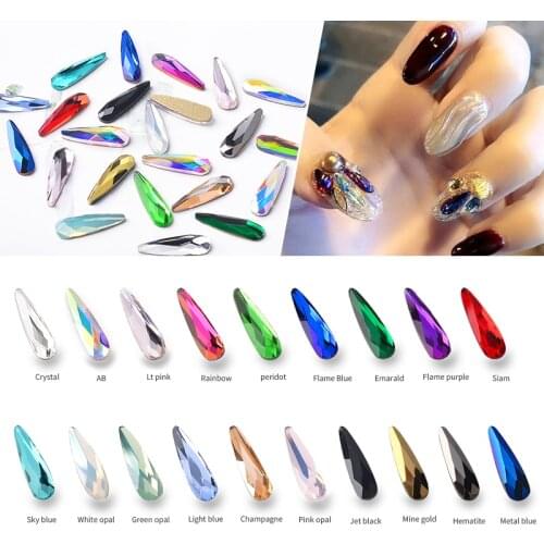 10pcs Crystal AB Colorful Waterdrop Nail Art Rhinestones Super Shiny 3D Design Nail Stones Nail Art Decoration Gems DIY Manicure